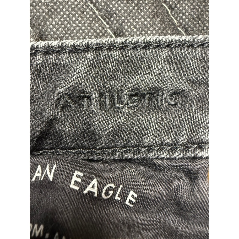 American Eagle Cozy Airflex+ Athletic Jeans Mens 28x32 Black Distressed Ripped - Picture 6 of 10